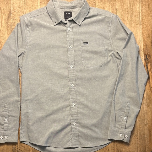 RVCA Men's Light Gray Casual Button-Down Shirt - Picture 1 of 3